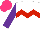 Silk - White, red chevron hoop, purple sleeves, hot pink cap