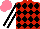 Silk - Red, black diamonds, black sleeves with white stripe, salmon cap
