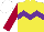 Silk - Yellow, purple chevron hoop, claret sleeves, white cap