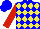 Silk - Blue, yellow diamonds, red sleeves, blue cap