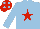 Silk - light blue, red star, light blue spots on red cap