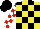 Silk - Yellow and black check, white and red check sleeves, black cap