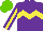 Silk - Purple, yellow chevron hoop, purple sleeves with yellow stripe, light green cap