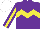Silk - Purple, yellow chevron hoop, purple sleeves with yellow stripe, white cap