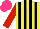 Silk - Yellow, black stripes, red sleeves, hot pink cap