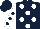 Silk - dark blue, white spots, white sleeves, dark blue spots, dark blue cap