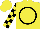 Silk - Yellow, black circle, black blocks on sleeves, yellow cap