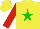 Silk - yellow, green star, red sleeves, yellow cap