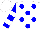 Silk - White, blue dots, white bars on blue sleeves