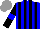 Silk - Blue, black stripes, black sleeves with blue armbands, grey cap