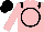Silk - Pink, black circle, black shoulders, pink sleeves, black cap