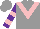 Silk - Grey,pink 'v', purple and pink bars on sleeves