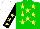 Silk - Green, yellow stars, black sleeves on yellow stars, white cap