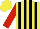 Silk - yellow, black stripes, red sleeves