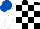 Silk - black and white checked, white sleeves, royal blue cap
