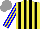 Silk - Yellow,black stripes,yellow sleeves,blue stripes ,yellow cap, grey cap