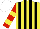 Silk - Yellow, black stripes, red sleeves with yellow hoops, white cap