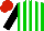 Silk - Green and white stripes, black sleeves, red cap