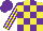 Silk - Yellow and purple check, striped sleeves, purple cap