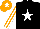 Silk - Black, white star, orange and white striped sleeves, orange cap, white star