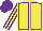 Silk - Yellow, purple seams, striped sleeves, purple cap