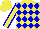 Silk - Yellow, blue diamonds, yellow sleeves, blue seams, yellow cap