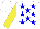 Silk - White, blue stars, yellow sleeves, white cap