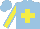 Silk - Light blue, yellow cross, sleeves, light blue seams, light blue cap