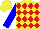 Silk - Yellow, red diamonds, blue sleeves, yellow cap