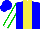 Silk - Blue, yellow stripe, white sleeves, green seams, blue cap