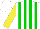 Silk - White, green stripes, yellow sleeves, white cap