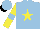 Silk - Light blue, yellow star, yellow sleeve, light blue armbands, light blue cap, black peak