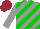Silk - grey, green diagonal stripes, grey sleeves, maroon cap