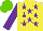 Silk - Yellow, purple stars and sleeves, light green cap