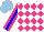 Silk - White, hot pink diamonds, hot pink sleeves with blue stripe, light blue cap