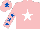 Silk - Pink, white star, pink sleeves, royal blue stars, pink cap, royal blue star