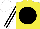 Silk - Yellow, black disc, black & white striped sleeves & cap
