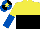 Silk - Yellow and black halved horizontally, yellow and royal blue halves sleeves, royal blue and black quartered cap, yellow star