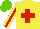 Silk - Yellow, red cross, stripe sleeves, light green cap