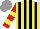 Silk - Yellow, black stripes, red sleeves, yellow hoops, grey cap