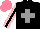 Silk - Black, gray cross, pink sleeves with black stripe, salmon cap