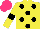 Silk - Yellow, black spots, armbands, hot pink cap