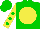 Silk - Green, yellow disc, yellow arms, green spots, green cap