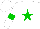 Silk - White, green star, green hoop on white sleeves, white cap