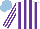 Silk - White, purple stripes on body and sleeves, light blue cap
