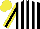 Silk - Black, white stripes, yellow sleeves and black stripe, yellow cap