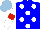 Silk - Blue, white spots, white sleeves on red armbands, light blue cap