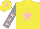 Silk - Yellow, pink star, grey sleeves, pink stars, yellow cap, pink star