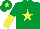 Silk - Emerald green, yellow star, halved sleeves, yellow star on cap