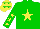 Silk - green, yellow star, yellow stars on sleeves,  yellow cap, green stars